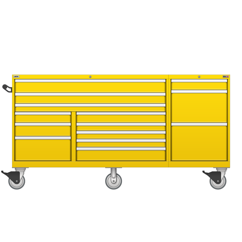 LISTA Technician Series Mobile Drawer Cabinet, Triple Bank, 14 Drawer, 78.5" W 28.5" D 41.5" H (TSTB750-1401-M)