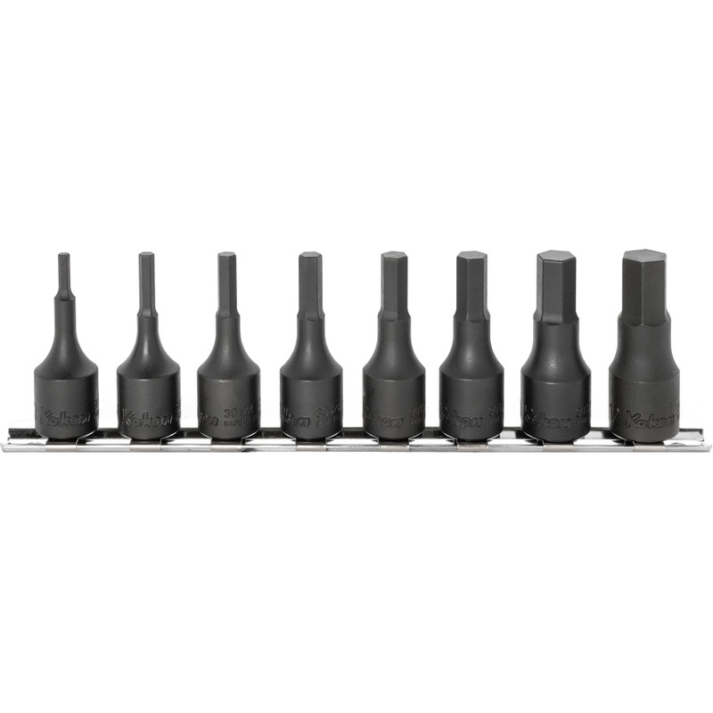 Ko-ken 3/8" Bit Socket Set, Hex, 52 mm Long, 8 pcs (RS3012M/8-L52)