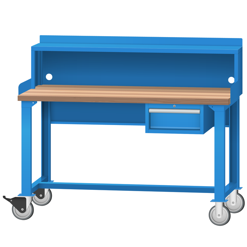 LISTA Mobile Industrial Workbench, w/ Hanging Cabinet & Stationary Riser Shelf, 60" W x 30" D x 35.25" H (WB2102-6030)