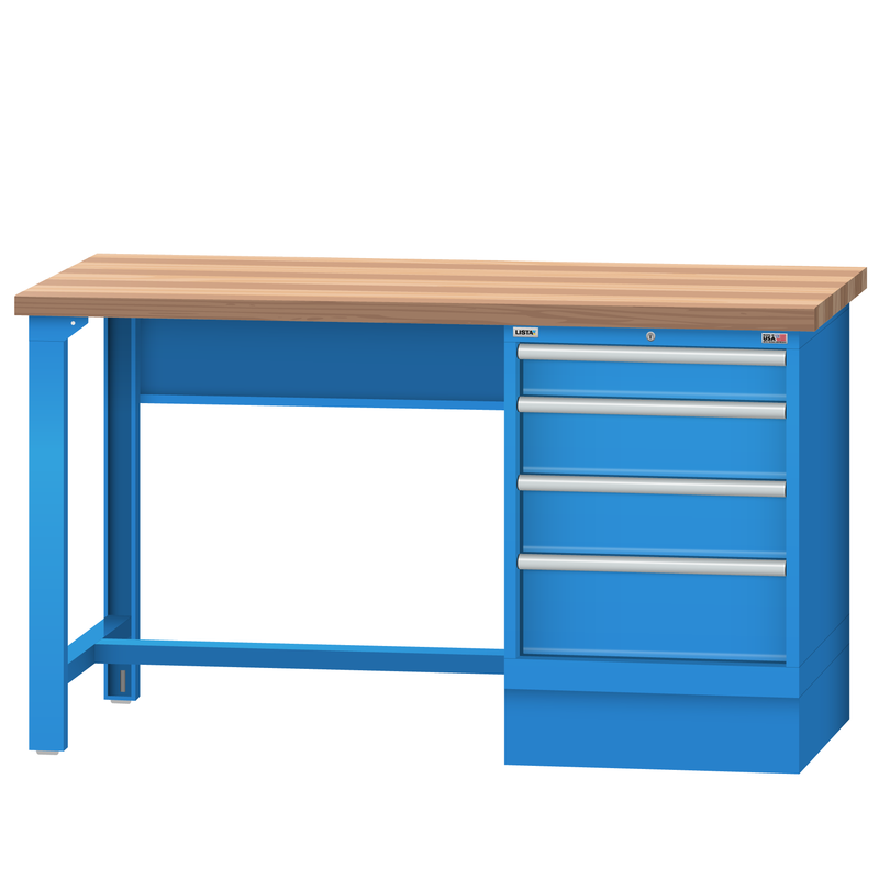 LISTA Industrial Workbench, w/ 4 Drawer Storage Cabinet, 60" W x 30" D x 35.25" H (WB1200-6030)