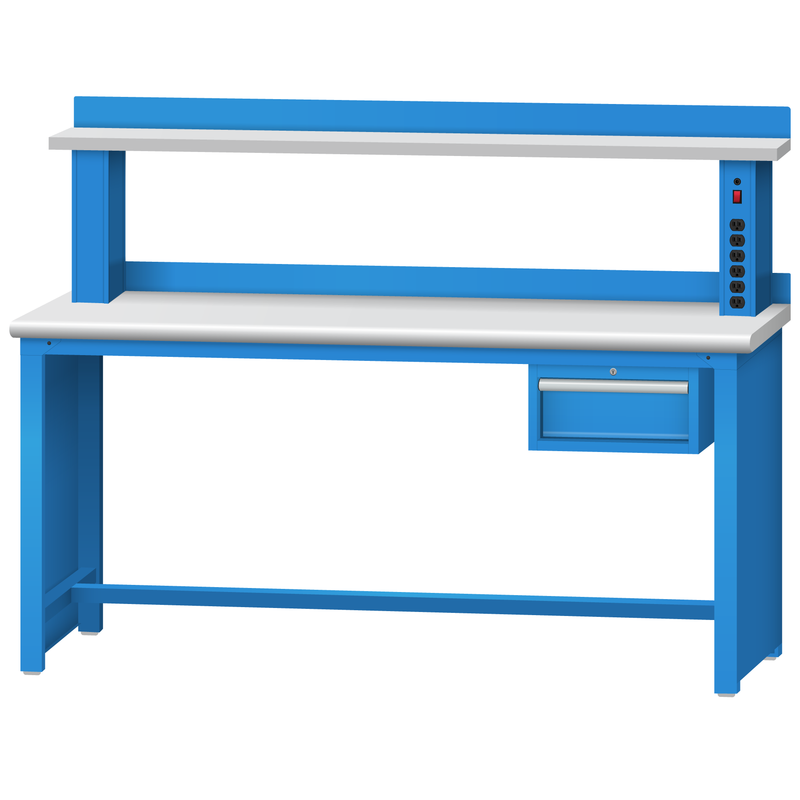 LISTA Technical Workbench, w/ Hanging Cabinet, Instrument Riser Shelf and Back Stop, 72" W x 30" D x 35.25" H (TB3102-7230)