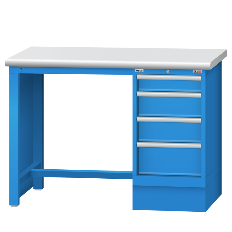 LISTA Technical Workbench, w/ 4-Drawer Storage Cabinet, 48" W x 30" D x 35.25" H (TB3200-4830)
