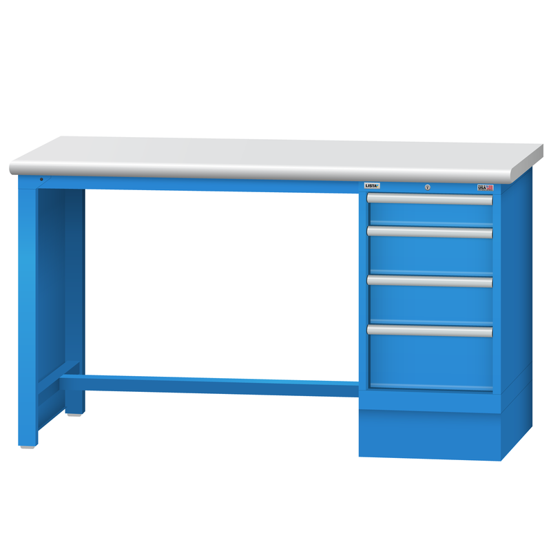 LISTA Technical Workbench, w/ 4-Drawer Storage Cabinet, 60" W x 30" D x 35.25" H (TB3200-6030)