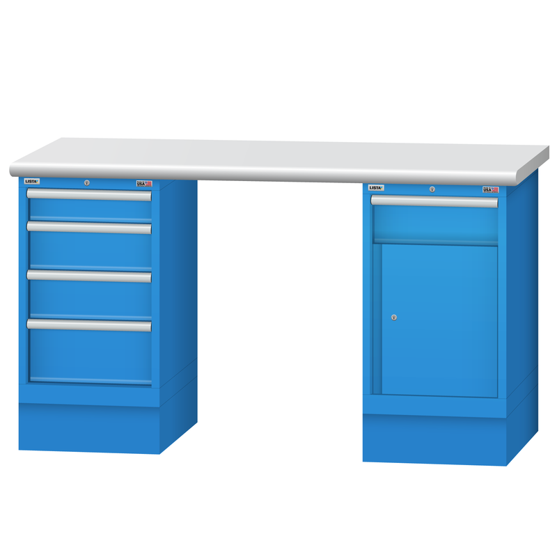 LISTA Technical Workbench, w/ 4-Drawer and Combination Storage Cabinets, 60" W x 30" D x 35.25" H (TB3400-6030)