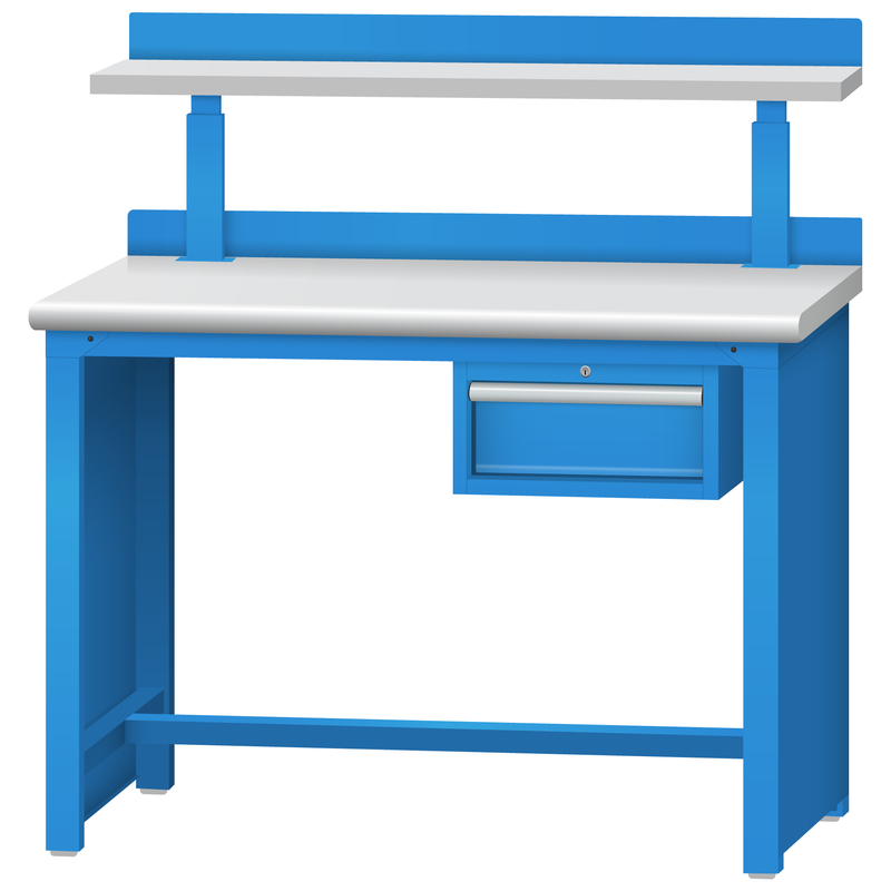 LISTA Technical Workbench, w/ Hanging Cabinet, Adjustable Riser Shelf and Back Stop, 48" W x 30" D x 35.25" H (TB3101-4830)