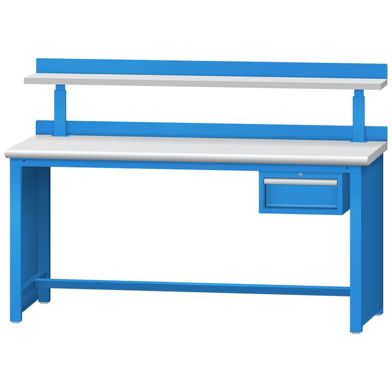 LISTA Technical Workbench, w/ Hanging Cabinet & Adjustable Riser Shelf, 72" W x 30" D x 35.25" H (TB3101-7230)