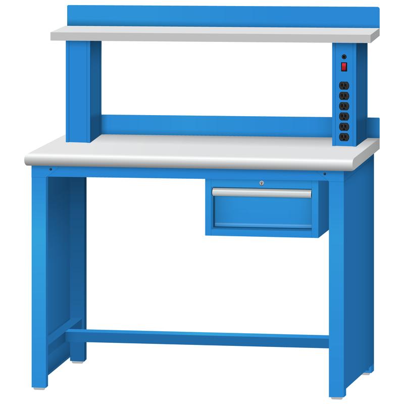 LISTA Technical Workbench, w/ Hanging Cabinet, Instrument Riser Shelf and Back Stop, 48" W x 30" D x 35.25" H (TB3102-4830)