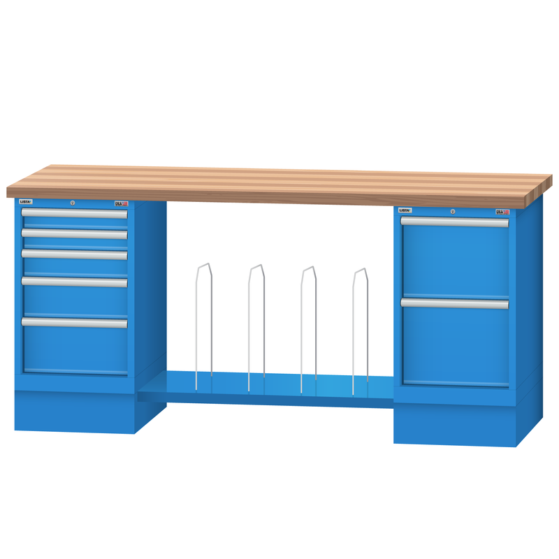 LISTA Packing Bench, w/ 5-Drawer and 2-Drawer Storage Cabinets and Bottom Shelf, 72" W x 30" D x 35.25" H (PS6700-7230)