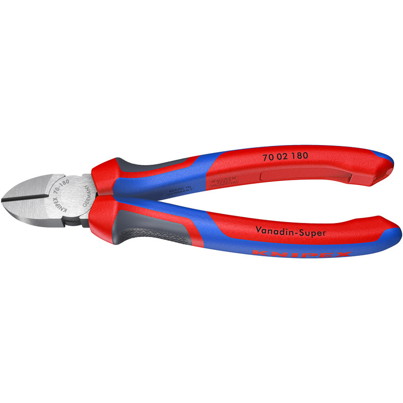KNIPEX Diagonal Cutters, Comfort-Grip, 7-1/4" (70 02 180)