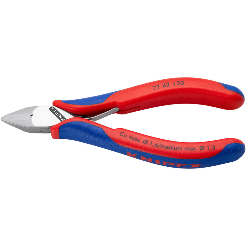 KNIPEX Precision Electronics Tapered Cutters, Flush, 5-1/4" (77 42 130)