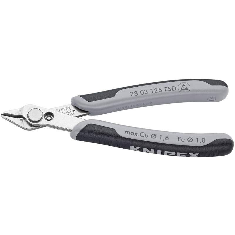 KNIPEX Electronics Super Knips®, Stainless Steel, ESD, 5" (78 03 125 ESD)