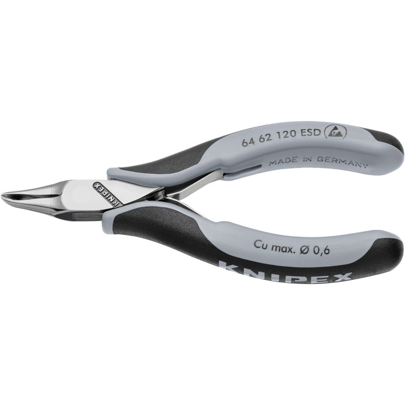 KNIPEX Precision Electronics End Cutters, Semi-Flush, ESD, 4 3/4" (64 62 120 ESD)