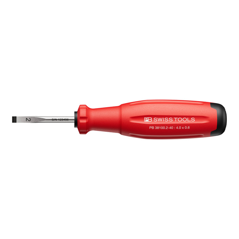 PB Swiss SwissGrip Evo Screwdrivers, Slotted, w/ Short Blade (PB 38100 Short)