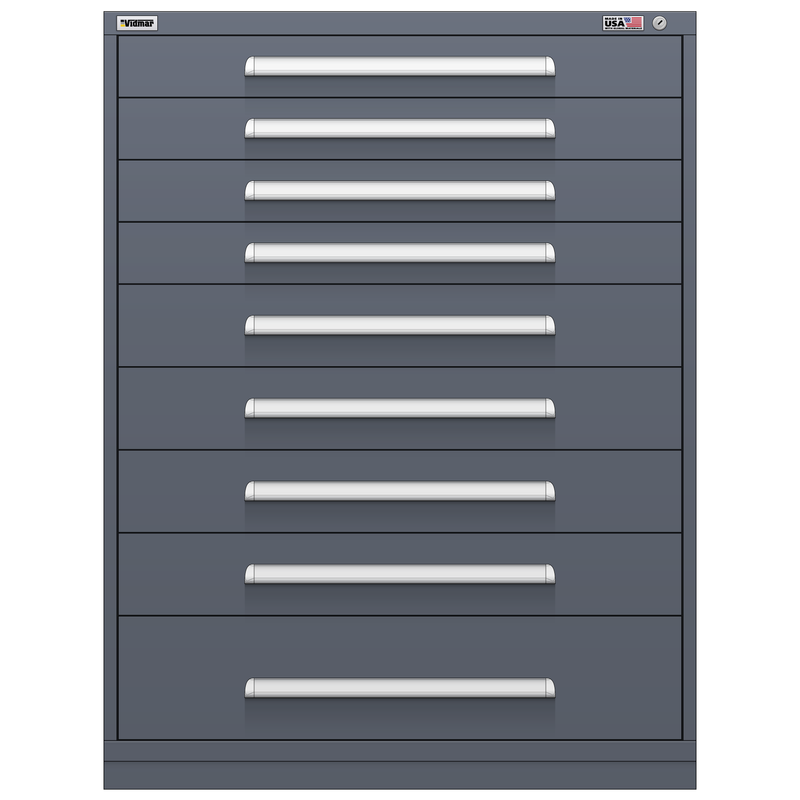 Vidmar Drawer Cabinet, 9 Drawer, 45" W 27.8" D 59" H (RP3564AL)