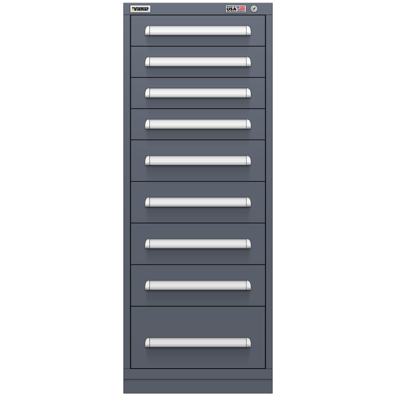 Vidmar Drawer Cabinet, 9 Drawer, 22.5" W 27.8" D 59" H (RP3501AL)