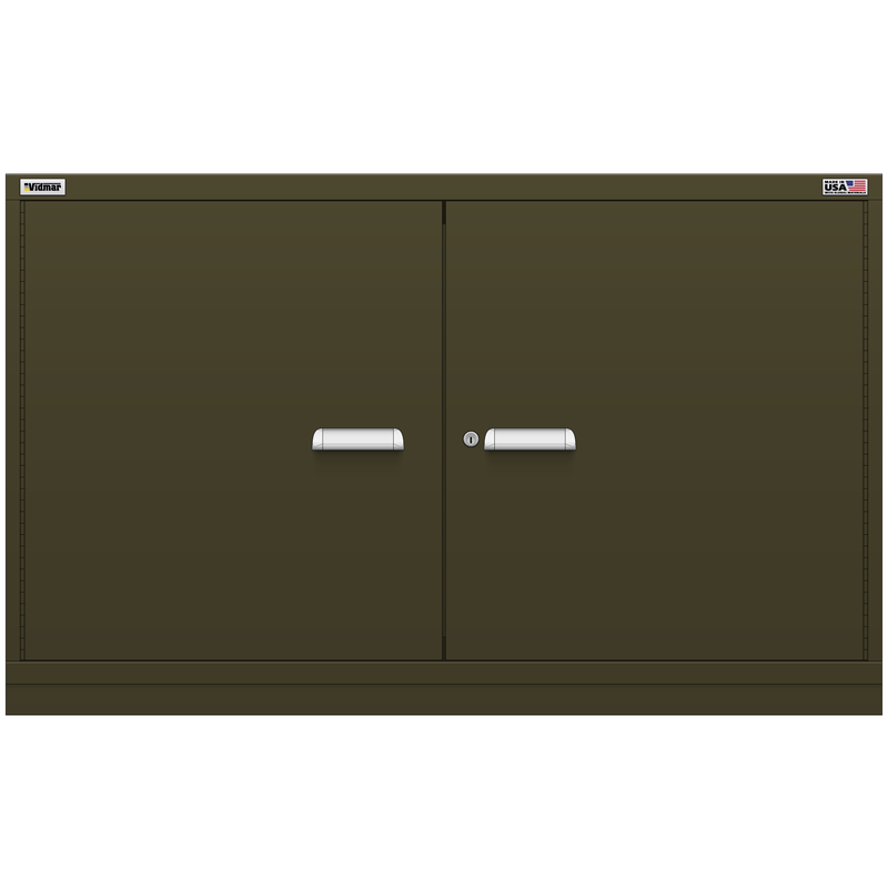Vidmar Shelf Cabinet, Shallow, 2 Shelf, w/ Hinged Doors, 60" W 21.4" D 37" H (DLD2001AL)