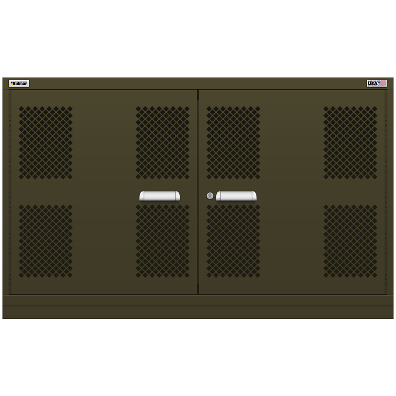 Vidmar Shelf Cabinet, 2 Shelf, w/ Hinged Mesh Doors, 60" W 21.4" D 37" H (DLEMD2001AL)