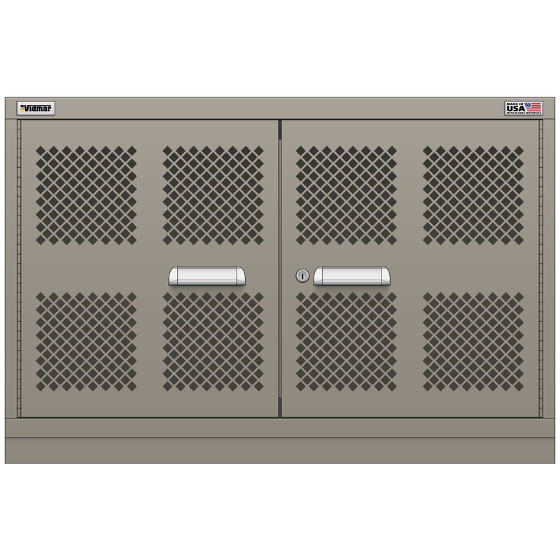 Vidmar Shelf Cabinet, 2 Shelf, w/ Hinged Mesh Doors, 45" W 21.4" D 30" H (XLEMD1551AL)