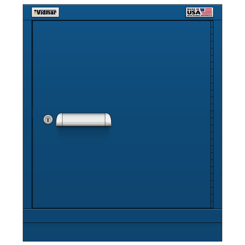 Vidmar Shelf Cabinet, Shallow, 2 Shelf, w/ Hinged Door, 22.5" W 21.4" D 27" H (SLD13R/L1AL)