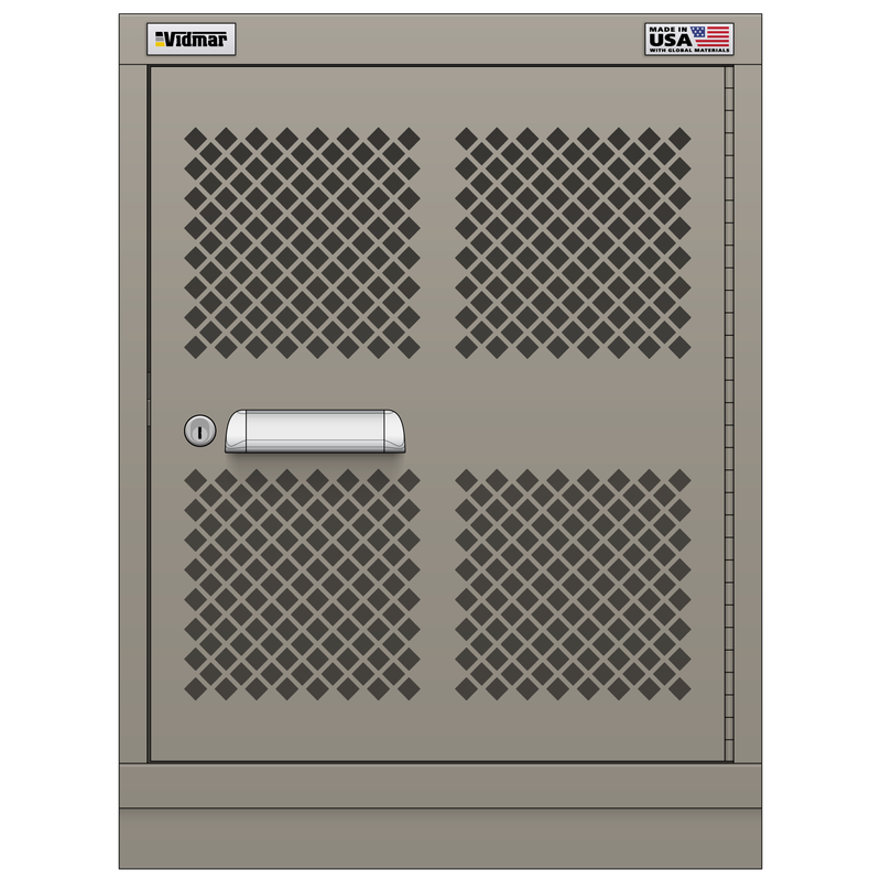 Vidmar Shelf Cabinet, 2 Shelf, w/ Hinged Mesh Door, 30" W 27.8" D 30" H (EMD155R/L1AL)