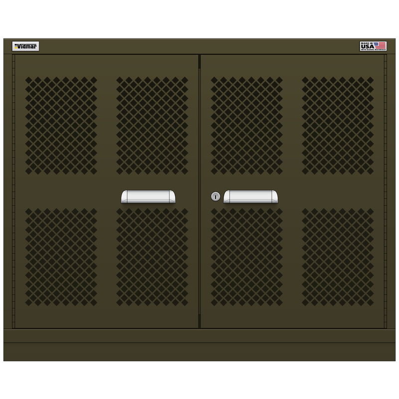 Vidmar Shelf Cabinet, Shallow, 2 Shelf, w/ Hinged Mesh Doors, 45" W 21.4" D 37" H (XLEMD2001AL)