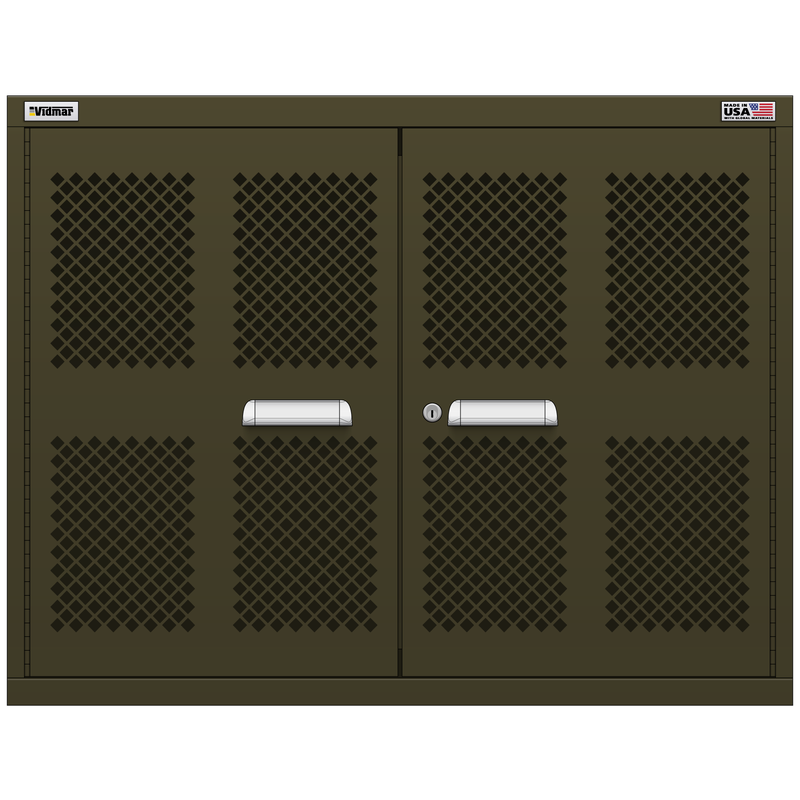 Vidmar Stacking Overhead Shelf Cabinet, 2 Shelf, w/ Hinged Mesh Doors, 45" W 27.8" D 34.9" H (XWOEMD2001AL)