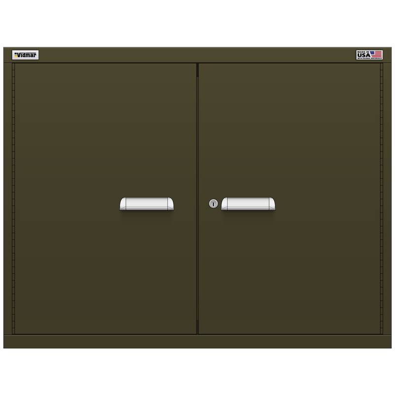 Vidmar Stacking Overhead Shelf Cabinet, Shallow, 2 Shelf, w/ Hinged Doors, 45" W 21.4" D 34.9" H (XLOD2001AL)