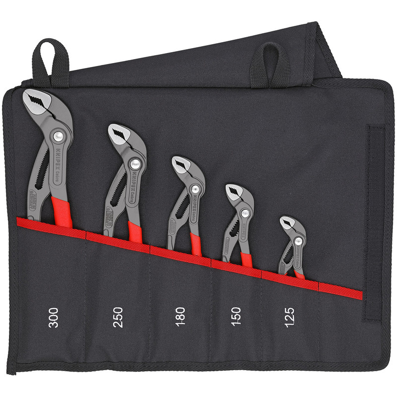 KNIPEX Cobra® Pliers Set, 5 pcs, w/ Tool Roll (00 19 55 S5)