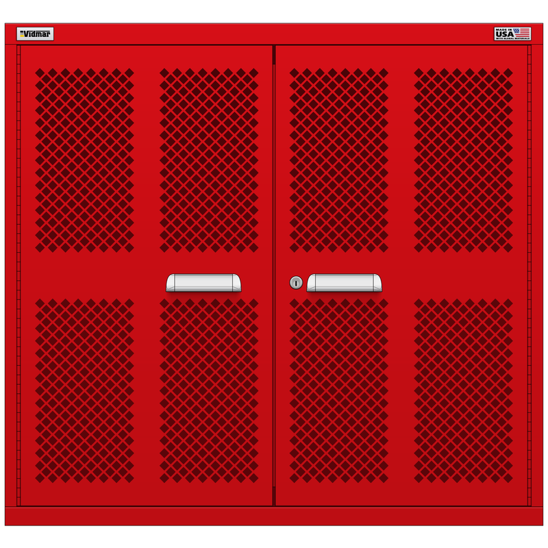 Vidmar Stacking Overhead Shelf Cabinet, Shallow, 2 Shelf, w/ Hinged Mesh Doors, 45" W 21.4" D 42" H (XLOEMD2451AL)