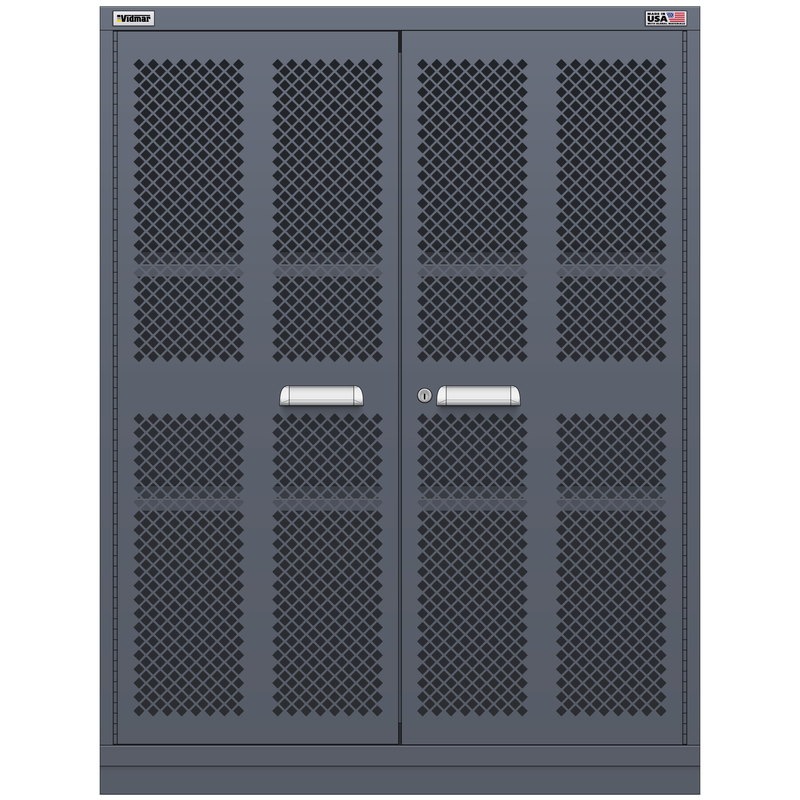 Vidmar Shelf Cabinet, 3 Shelf, w/ Hinged Mesh Doors, 45" W 27.8" D 59" H (XWEMD3402AL)