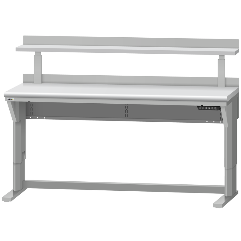 LISTA Align® Workbench, Electric, w/ Adjustable Riser Shelf, 72" W x 30" D x 28.75-43.75" H (ALE/R5001-7230)