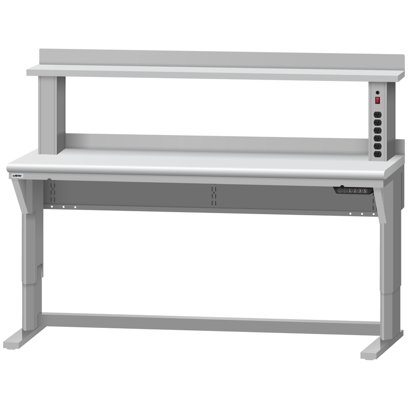 LISTA Align® Workbench, Electric, w/ Instrument Riser Shelf, 72" W x 30" D x 28.75-43.75" H (ALE/R5002-7230)