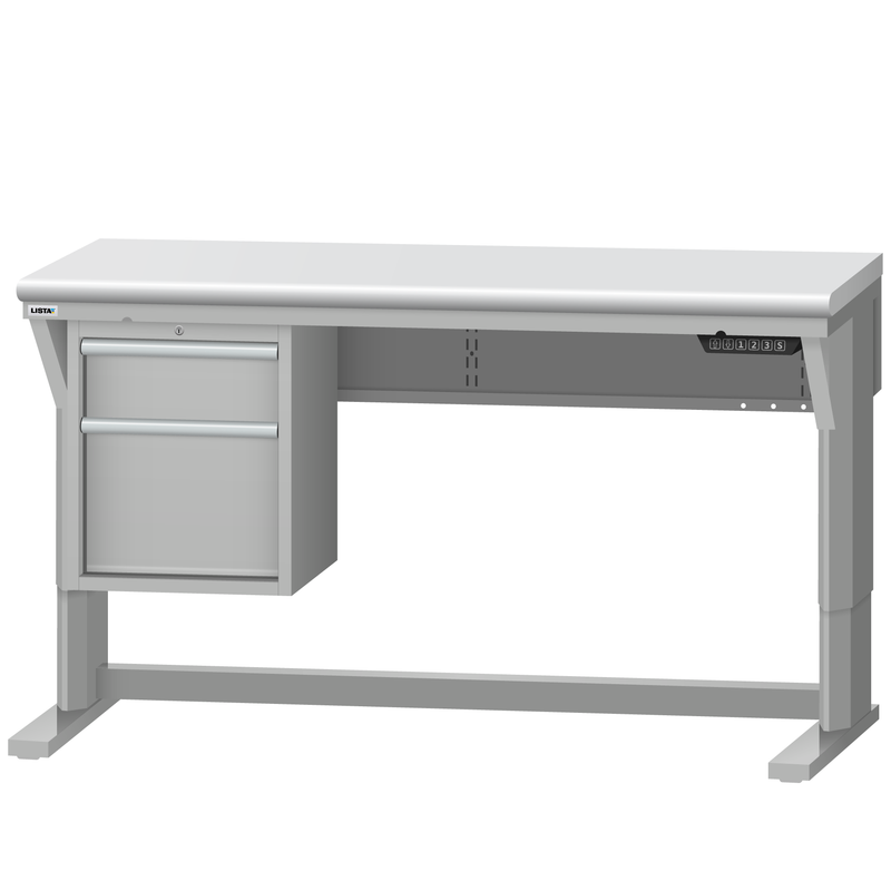 LISTA Align® Workbench, Electric, w/ Hanging Cabinet, 60" W x 30" D x 28.75-43.75" H (ALE/R5200-6030)