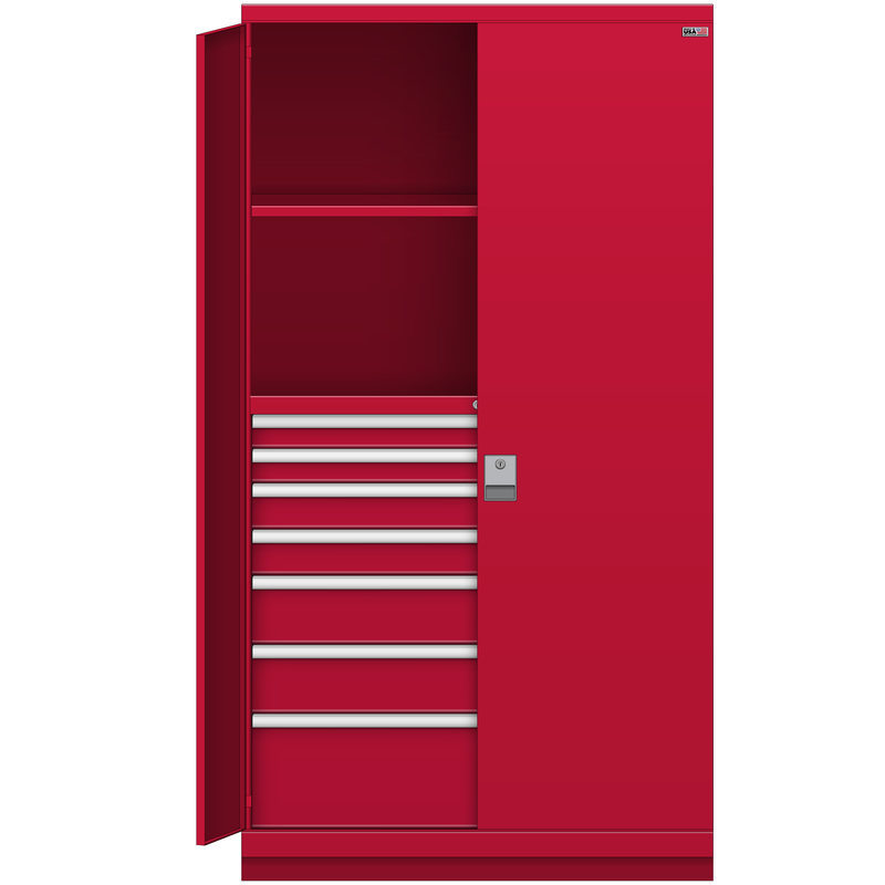 LISTA Tall Combination Cabinet, 7 Drawer, w/ Hinged Doors, 40.3" W 29.5" D 74.8" H (TC02-1750HW-03/DHD)
