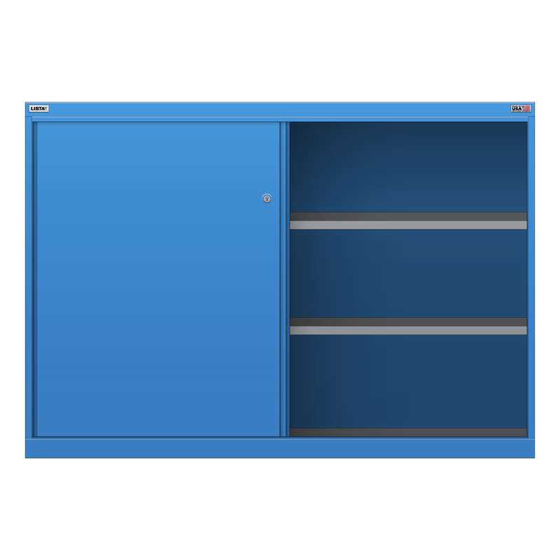 LISTA Shelf Cabinet, 3 Shelf, w/ Sliding Doors, 56.3" W 28.5" D 39.4" H (DWSD900)