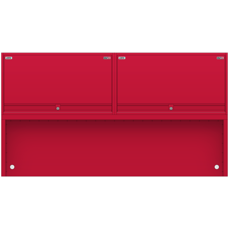 LISTA Overhead Cabinet Bay, 72" W x 18" Clearance, Dual 36" W x 20" H Cabinets, Retractable Door (X-SRO2/2000-7218RD)