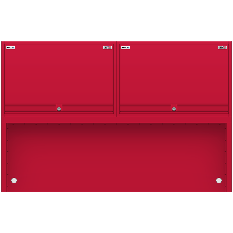 LISTA Overhead Cabinet Bay, 60" W x 18" Clearance, Dual 30" W x 20" H Cabinets, Retractable Door (X-SRO2/2000-6018RD)