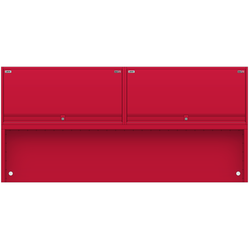 LISTA Overhead Cabinet Bay, 84" W x 18" Clearance, Dual 42" W x 20" H Cabinets, Retractable Door (X-SRO2/2000-8418RD)