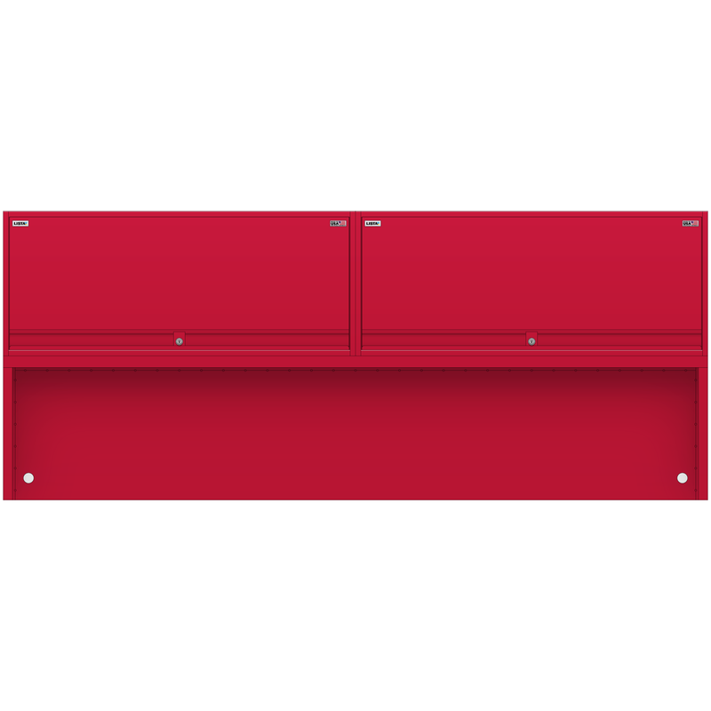 LISTA Overhead Cabinet Bay, 96" W x 18" Clearance, Dual 48" W x 20" H Cabinets, Retractable Door (X-SRO2/2000-9618RD)