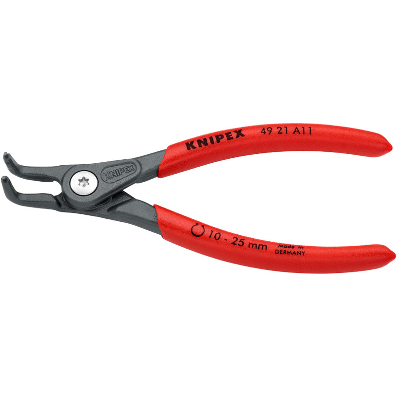 KNIPEX Precision Circlip Pliers, External 10–25 mm, 90° Angled (49 21 A11)