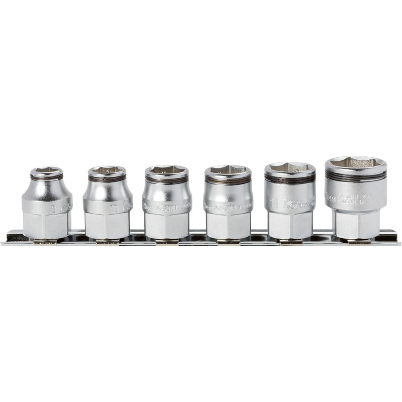 Ko-ken 3/8" Socket Set, 6-Point, w/ External Hex, Nut Grip, 6 pcs (RS3450MH/6)
