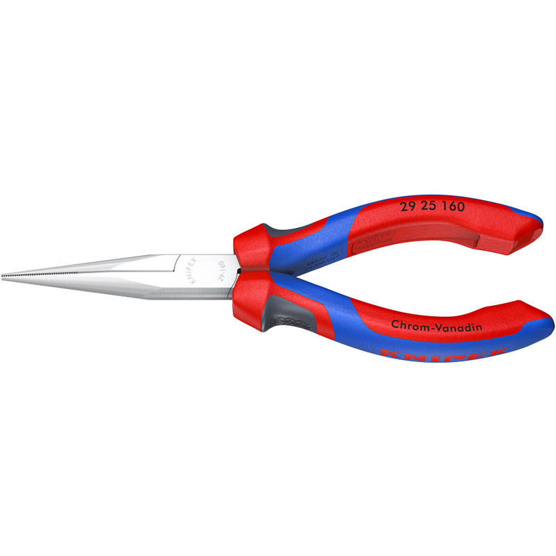 KNIPEX Long Nose Pliers, Slim Jaws, Comfort-Grip, Chrome, 6-1/4" (29 25 160)