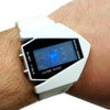 WHITE STEALTH FUTURISTIC DIGITAL WRISTWATCH