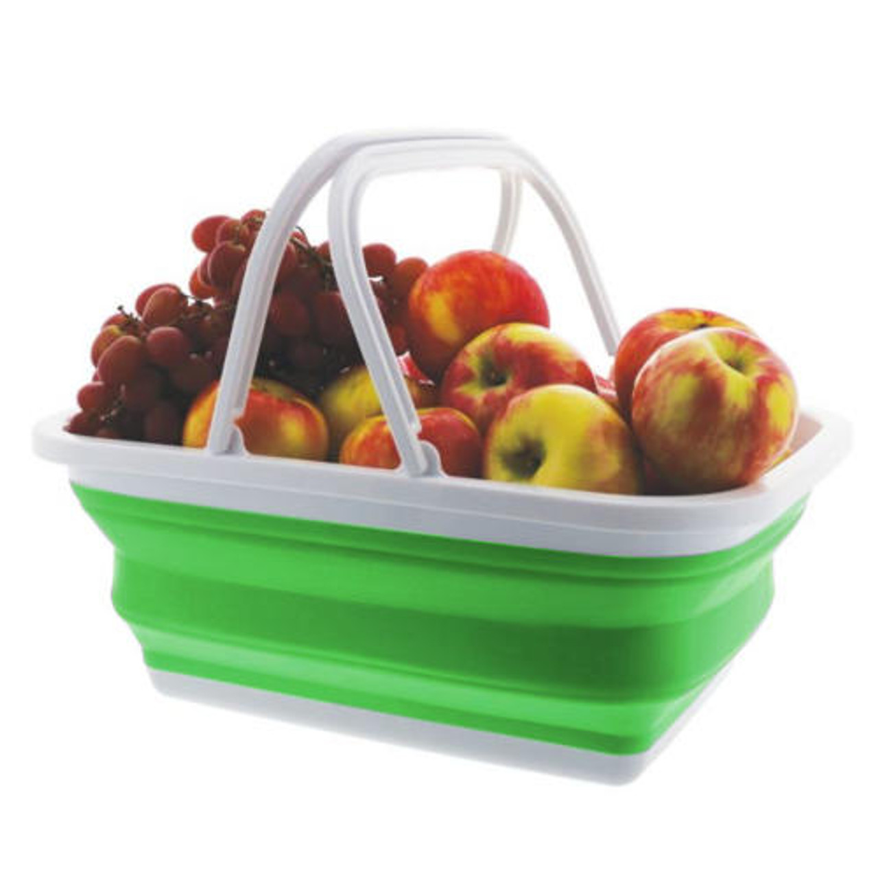 Collapsible Silicone Foldable And Pop Up Basket For Shopping And Laundry  With Carrier Handles