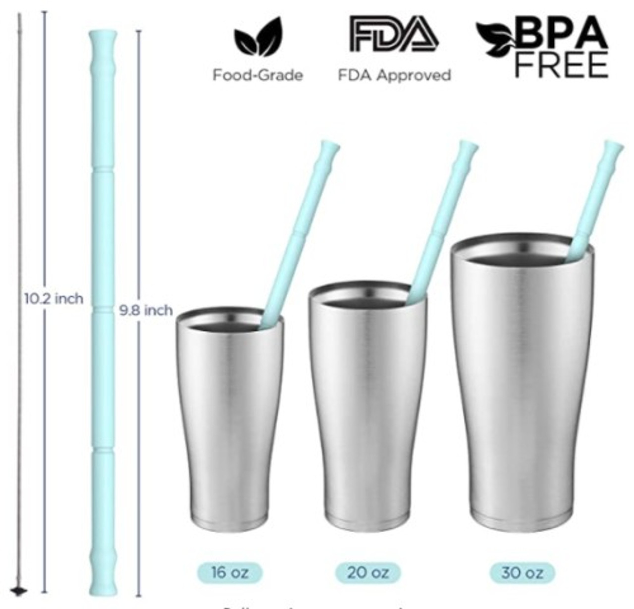 Quick Cup Fix STRAWS- 4 Pack (scroll down for stoppers)