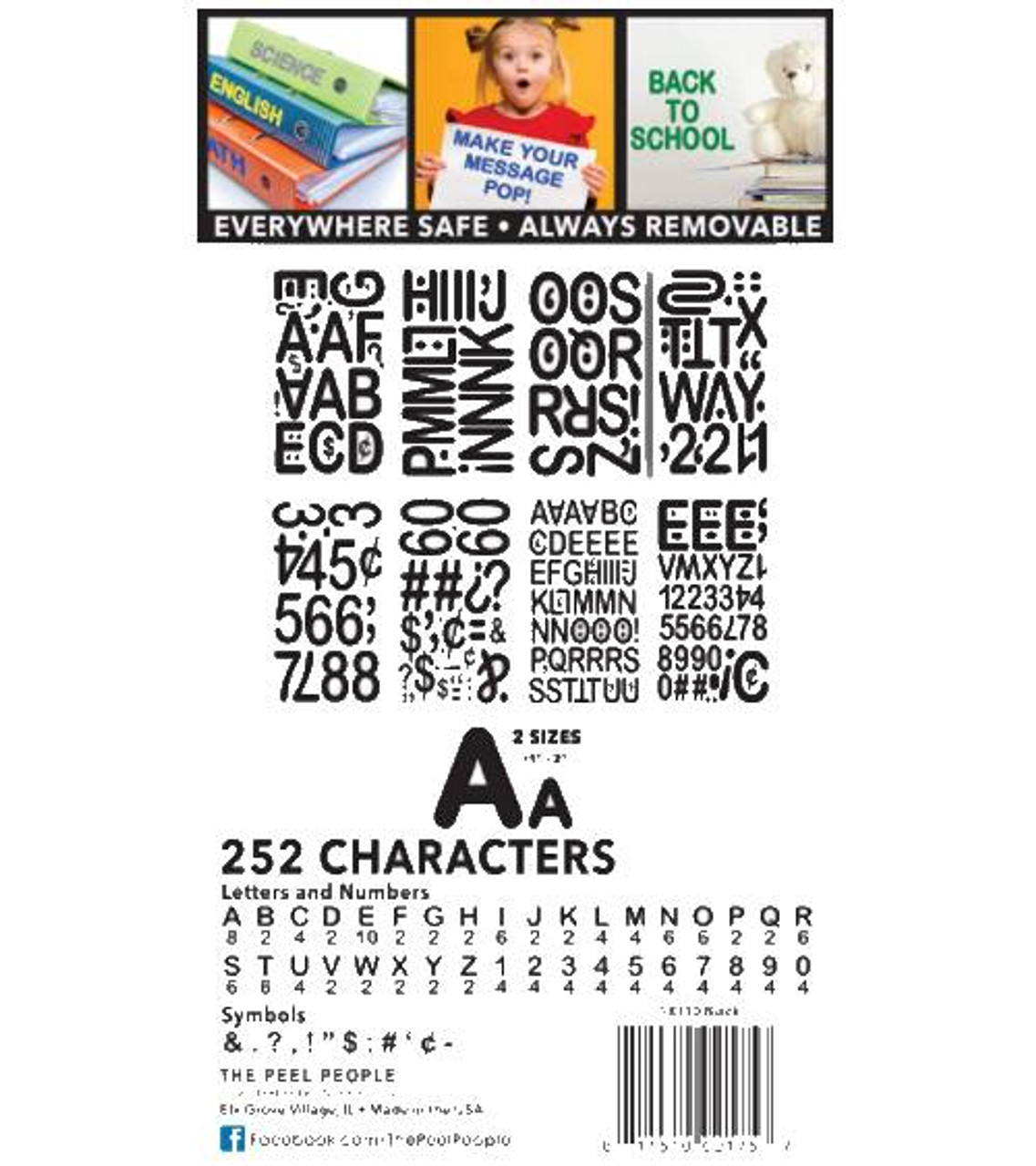 SET OF 252 REUSABLE 1 X 2 LETTER/NUMBER STICKERS