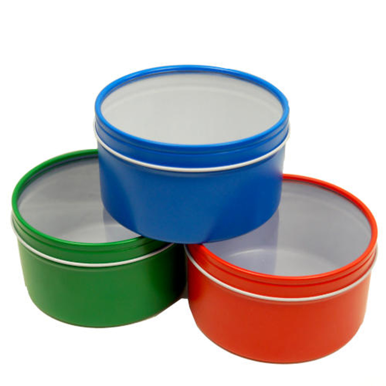 Wholesale Small Round Techno Tins - Clear Window - Small Tin Boxes