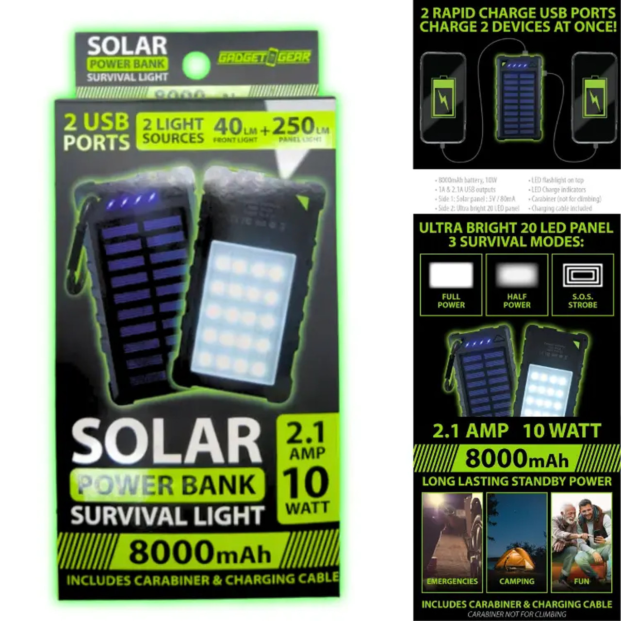 Solar-powered Camping Light 4 in 1 Solar Power Bank 