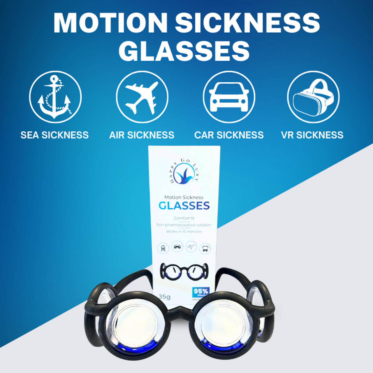MOTION SICKNESS GLASSES COMFORT FIT IN POUCH
