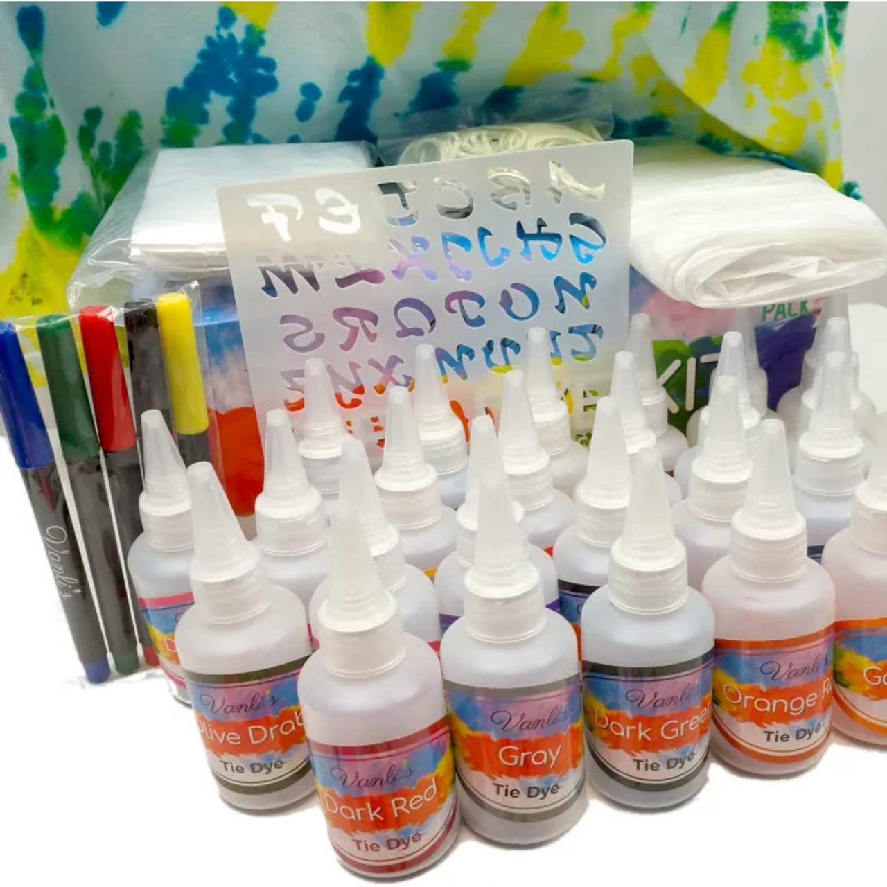 26-Color Tie Dye Kit for Adults, Kids - Fabric Dyes for Clothing with –  WoodArtSupply